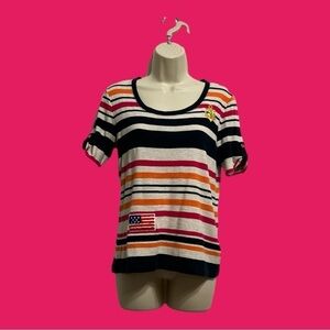 Ships Ahoy No Brand Nautical Striped Short Sleeve Sweater Multi Color M?